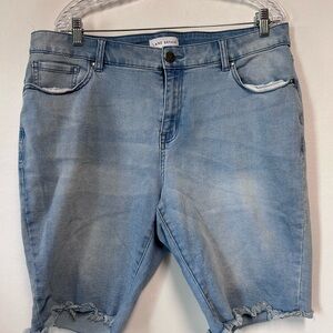 Lane Bryant Blue Denim Frayed Hem Shorts